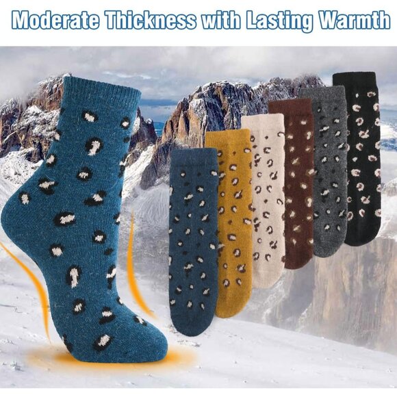 🆕 Women Grey Winter Warm Thick Thermal Ladies Novelty Cozy Crew Socks 6 Pairs - Picture 2 of 5